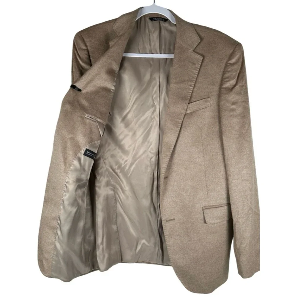 Saks Fifth Avenue Black Tan Cashmere Silk Sport Coat Formal Blazer Men’s 40R